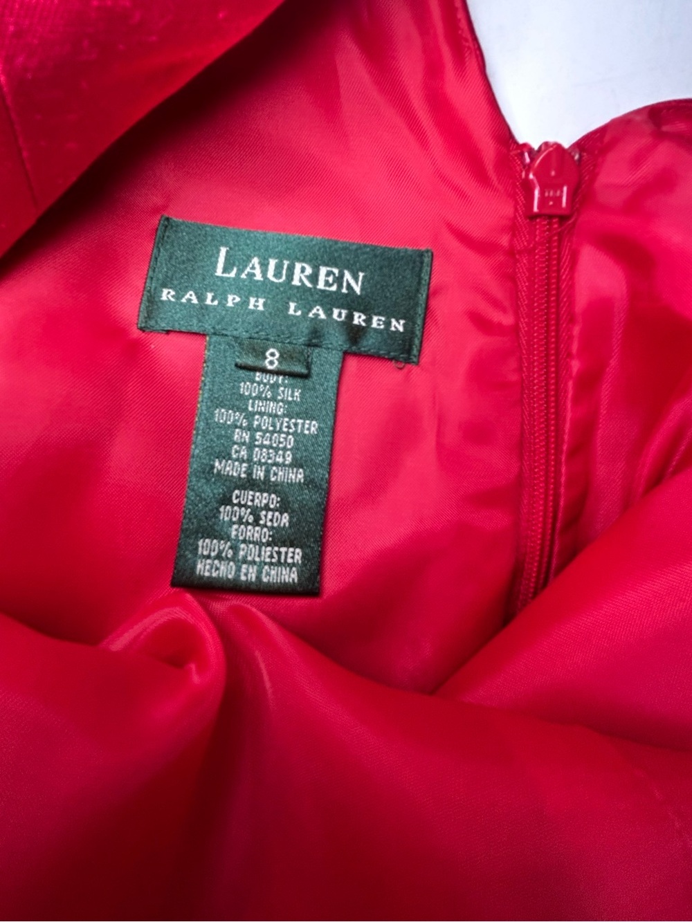 NWT Vintage Lauren Ralph Lauren Red Silk Formal Evening Gown Prom Dress Size 8 - Picture 9 of 16